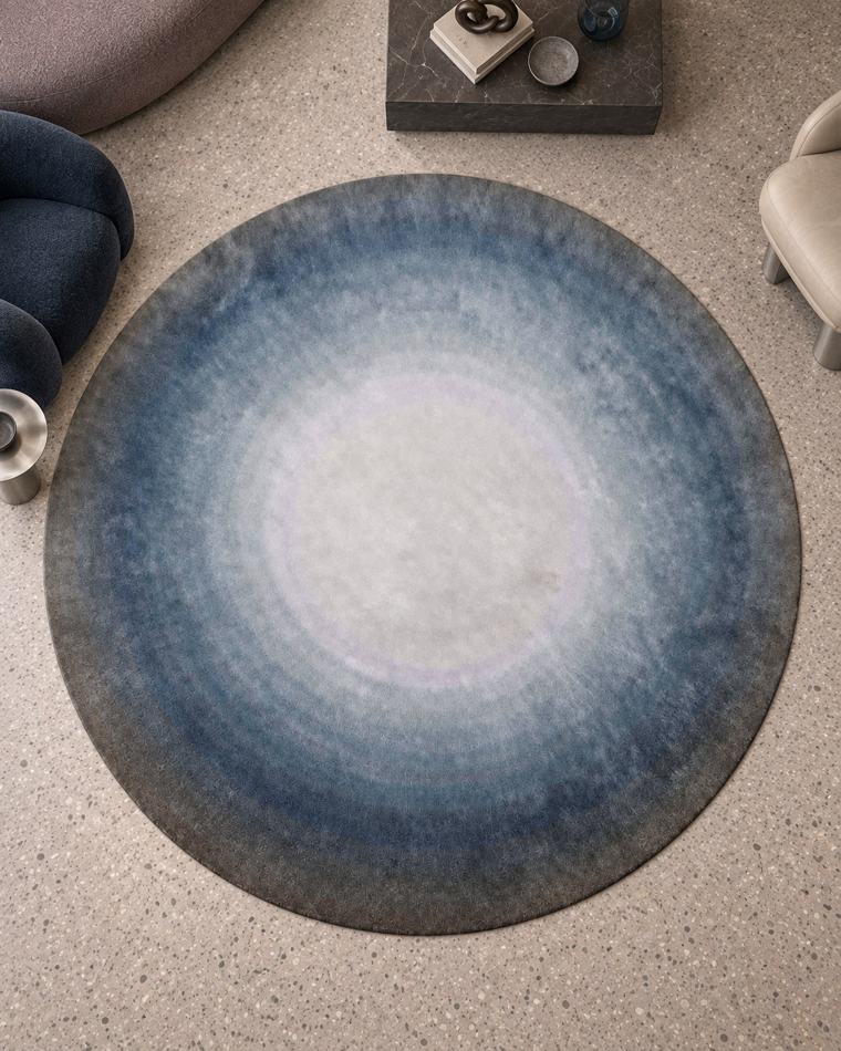 Vloerkleed Poel, bovenaanzicht in een interieur