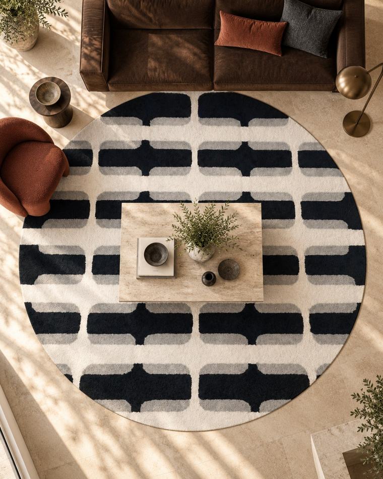 Vloerkleed Ritme, bovenaanzicht in een interieur