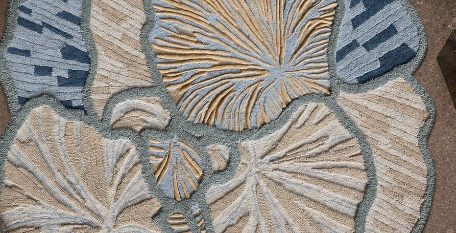 Reliëf in vloerkleed Ginkgo, van dichtbij