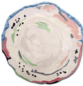 Penseel vloerkleed MZ-Y011, zachte blush en crème verf met losse zwarte en groene toetsen, als een doek dat nog nat is