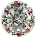 Jungle vloerkleed MZ-Y028, palmbladeren en bloemen in bordeaux en groen op een crème ondergrond