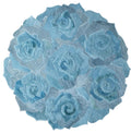 Hortensia vloerkleed MZ-Y093, uitgesneden rozen in zacht ijsblauw