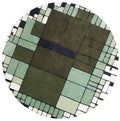 Veld vloerkleed MZ-Y155, groene en grijze vlakken in een raster, als landerijen van bovenaf gezien