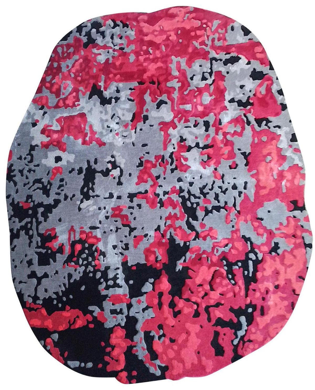 Vonk vloerkleed MZ-Y165, fel roze vlekken spatten over een grijs en zwart vlak