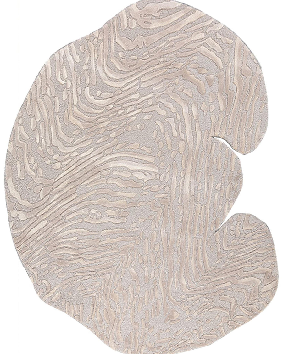 Duin vloerkleed MZ-Y314, zachte hoogtelijnen in blush en crème lopen in banen over een organische vorm