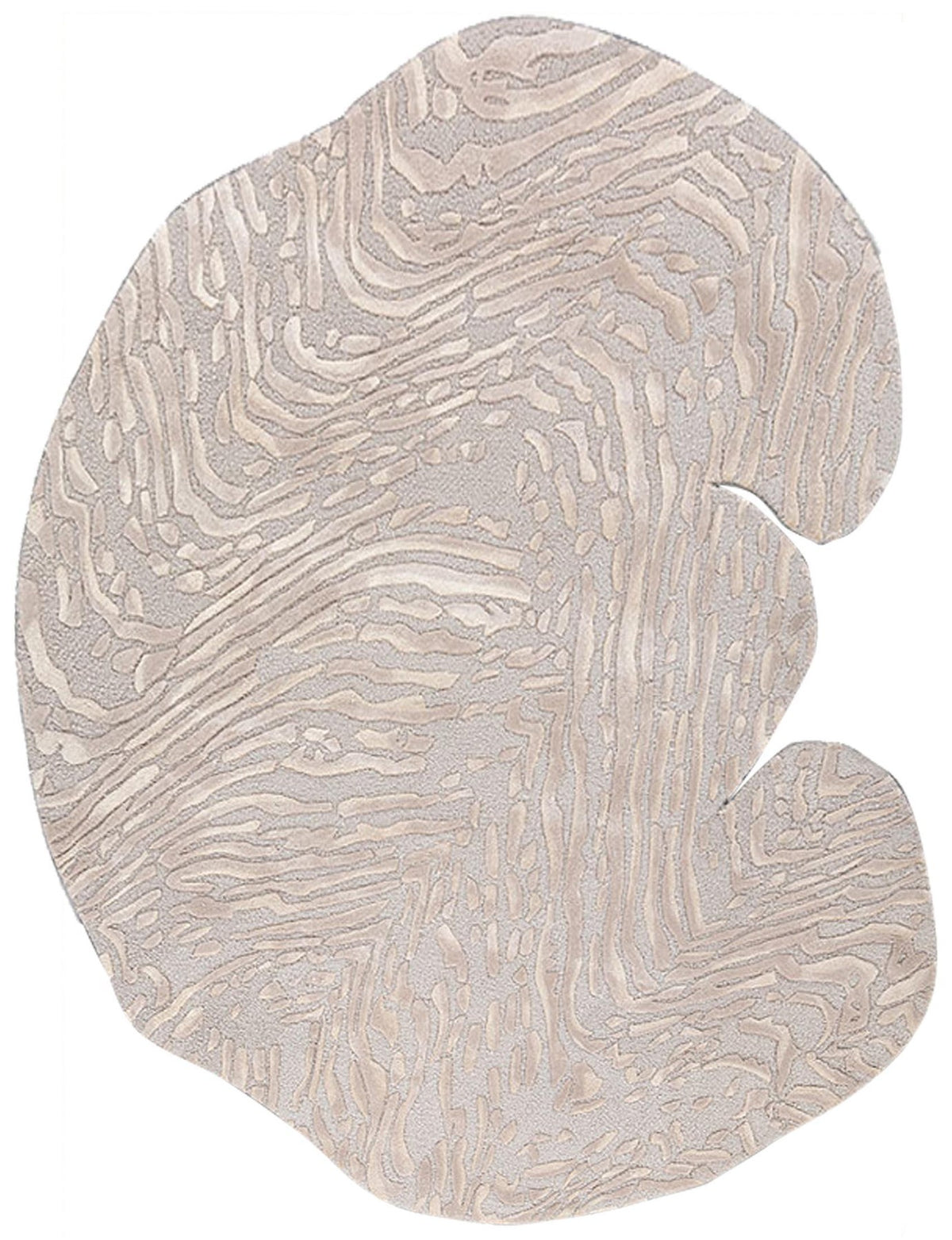 Duin vloerkleed MZ-Y314, zachte hoogtelijnen in blush en crème lopen in banen over een organische vorm