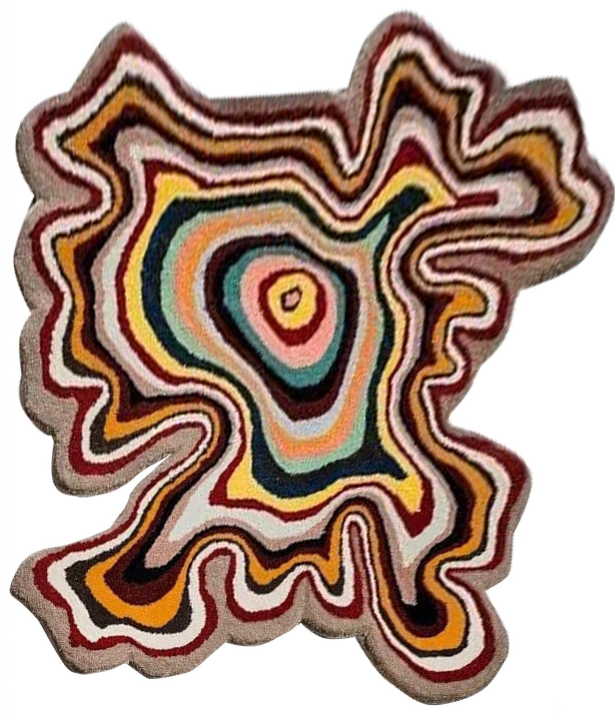 Regenboog vloerkleed MZ-Y347, concentrische ringen in geel, rood, groen en bruin lopen naar een warm hart toe