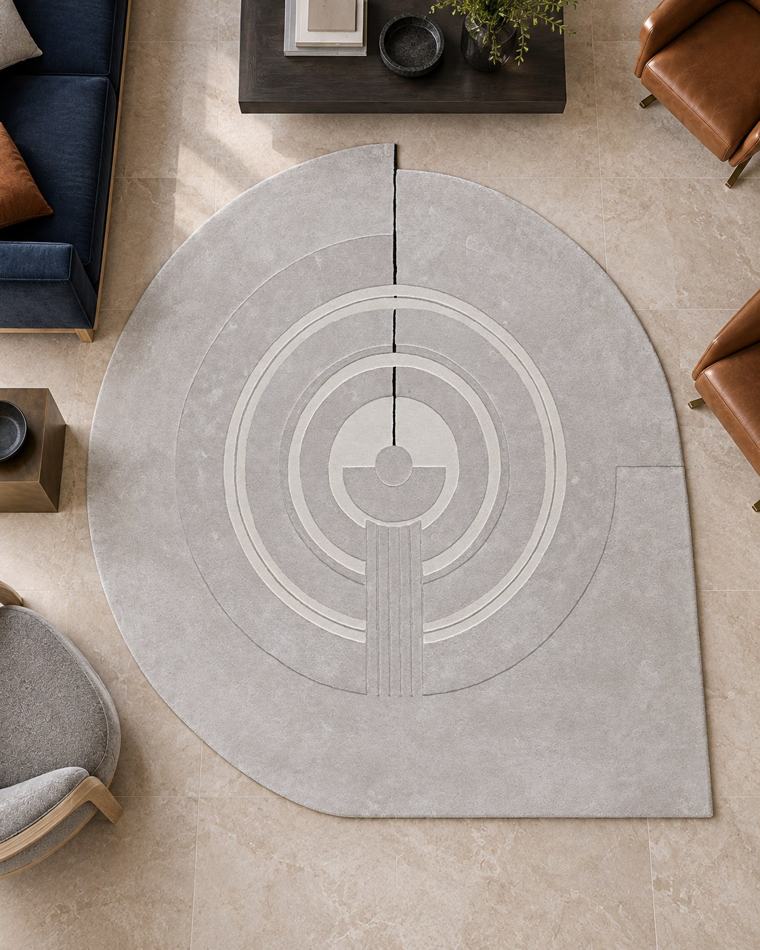 Vloerkleed Slinger, bovenaanzicht in een interieur