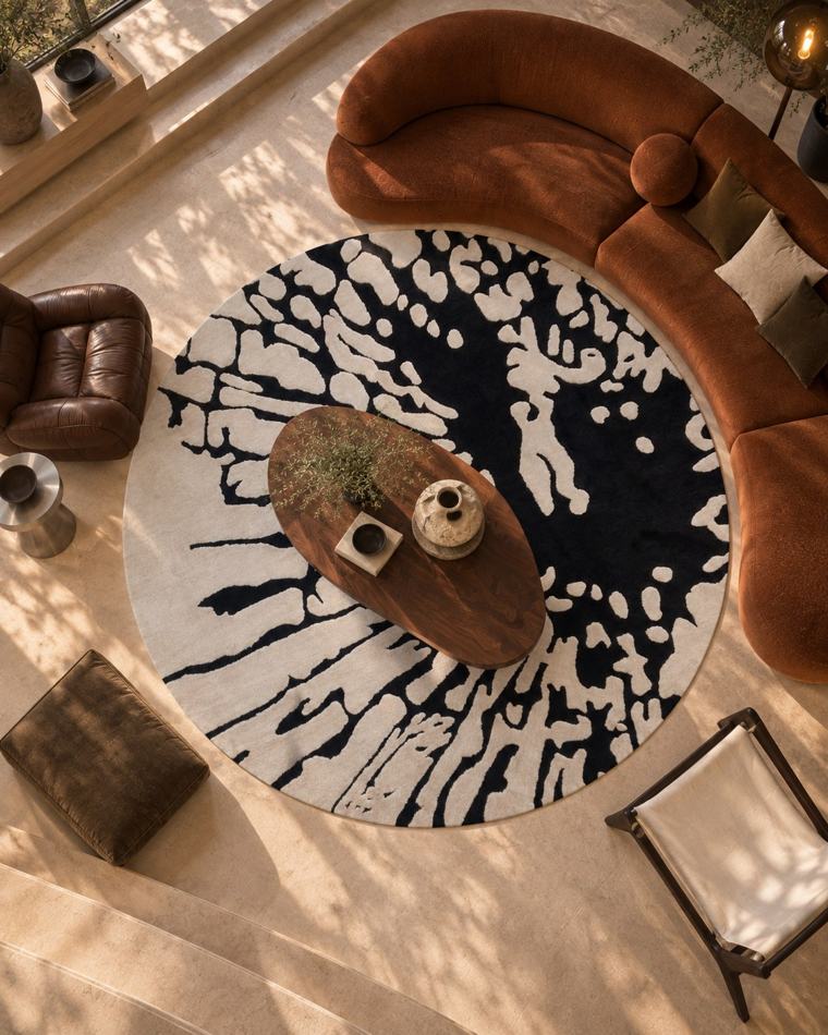 Vloerkleed Inkt, bovenaanzicht in een interieur